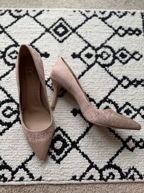 BCBG Blush Glitter Pointed Toe Stiletto Pumps